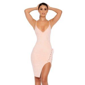 Oh Polly Pink Suede Knee Length Dress